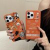 シャネル iPhone ケース アイコンプリント 人気 オレンジ