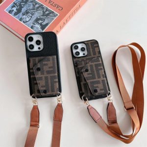 フェンディ iPhone ケース ショルダー 布製 カード収納 FFロゴ付き MagSafe対応