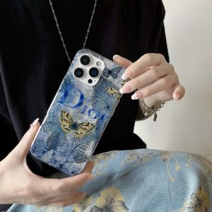 ディオール iPhone ケース グリッター 花と蝶デザイン 可愛い おしゃれ
