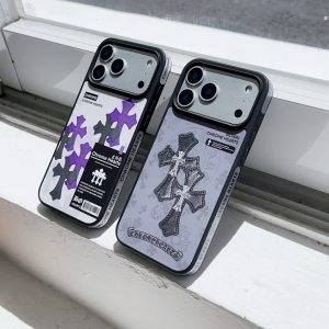 クロムハーツ iPhone ケース レザー 全面保護 CHクロス ロゴ 耐衝撃