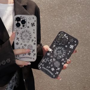 クロムハーツ iPhone ケース メッキ ブラックシルバー おしゃれ 潮流 レンズ保護