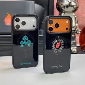クロムハーツ iPhone ケース 背面ガラス 滑り止め付き 分離式 MagSafe対応