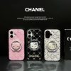 シャネル iPhone ケース キラキラグリッター 菱形紋様 折りたたみメタルスタンド かわいい