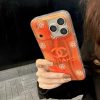シャネル iPhone ケース 星付き 可愛い スリム ロゴプリント オレンジ 高校生 人気