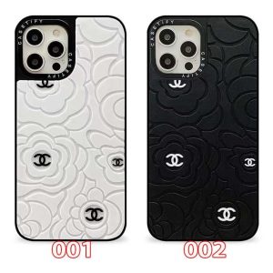 シャネル iPhone ケース シリコン 立体感 カメリア花柄プリント レンズ保護 シンプル