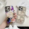 シャネル iPhone ケース MagSafe対応 ミラー付き 鏡面 すべり止め 花柄 ココマーク