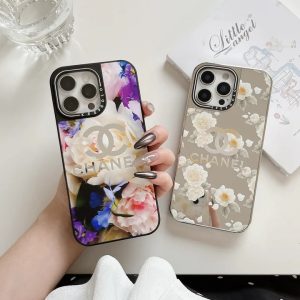シャネル iPhone ケース MagSafe対応 ミラー付き 鏡面 すべり止め 花柄 ココマーク