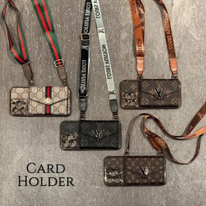 ルイヴィトン iPhone ケース アコーディオン ストラップ付き 多機能 肩掛け 斜めがけ
