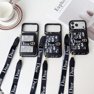 ディオール iPhone ケース スマホショルダーストラップ付き 多機能 背面カードケース