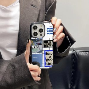 ノースフェイス iPhone ケース ミラー付き 鏡面加工 耐衝撃 レンズ保護 滑り止め アウトドア