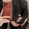 ロエベ iPhone ケース エンボスレザー 電気メッキ加工 大人向け カード入れ 手触り抜群