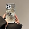 シャネル iPhone ケース バラ柄 水墨アート アクリル レンズ保護 耐衝撃 MagSafe対応