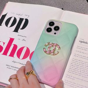 シャネル iPhone ケース マカロンカラー グラデーション レザー 手触り抜群 大人 シンプル