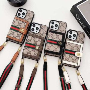グッチ iPhone ケース ショルダー 斜めがけ レザー オフィディア ダブルGロゴ 背面ポケット収納 お洒落