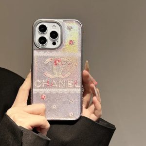 シャネル iPhone ケース CCロゴ 花柄 シンプル アクリル素材 おしゃれ