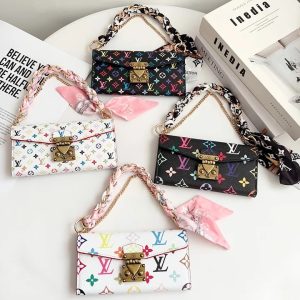 ルイヴィトン iPhone ケース 手帳型 バッグ チェーン付き 財布付き