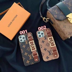 ルイヴィトン iPhone ケース モノグラム柄 レザー 落下防止 バンド付き 高級感