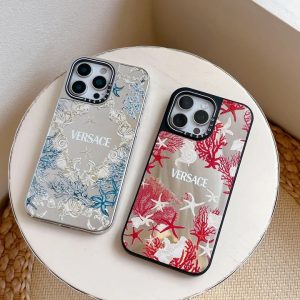 ヴェルサーチ iPhone ケース MagSafe対応 マグネット式 鏡付き アクリル製 電気メッキ仕上げ 大人のおしゃれ