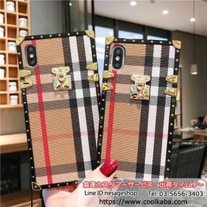 バーバリー iPhone ケース チェック柄 トランク型 TPUバンパー 落下防止 ストラップ付き