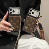 ルイヴィトン iPhone ケース ショルダー ストラップ付き モノグラム レザー 斜めがけ 背面 折りたたみ カード収納