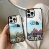 ノースフェイス iPhone ケース シリコン 薄型 軽量 耐衝撃 雪山デザイン 立体イラスト