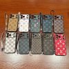 ルイヴィトン iPhone ケース ダミエデザイン PUレザー ショートストラップ付き 落下防止 レンズ保護