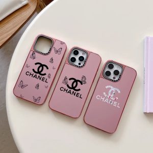 シャネル iPhone ケース アクリル 鏡面 ミラー付き 花柄 レンズ保護 耐衝撃 MagSafe対応