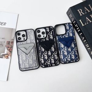 ディオール iPhone ケース レザー V型 カードポケット 上質 MagSafe対応