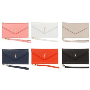 イヴサンローラン iPhone ケース 手帳型 封筒 三つ折り 財布 カード収納 おしゃれ MagSafe対応