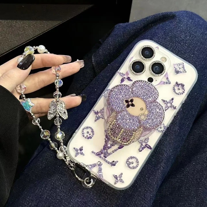 ルイヴィトン iPhone ケース MagSafe対応 マグネットスタンド ラインストーン付き
