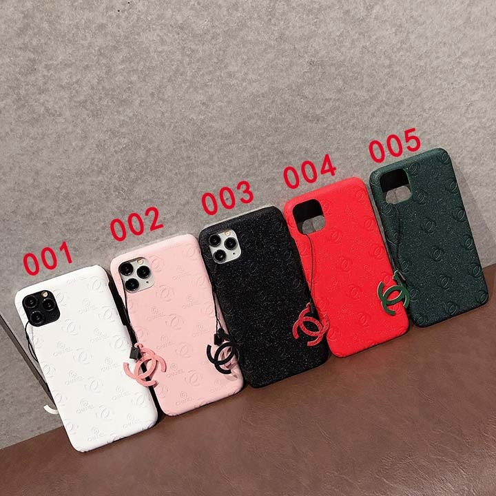 シャネル iPhone ケース グリッド レザー エンボス加工 薄型 軽量 人気