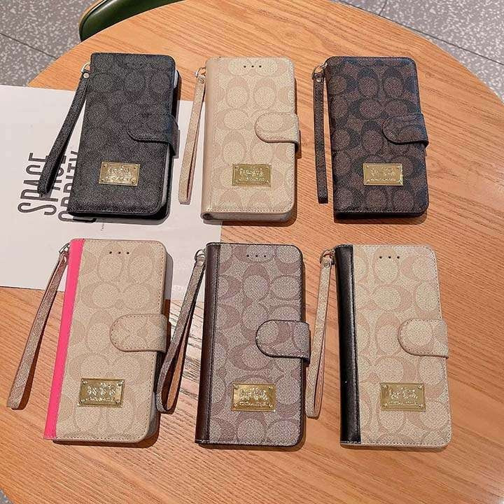 コーチ iPhone ケース 手帳型 高級レザー スライドタイプ 大人かわいい