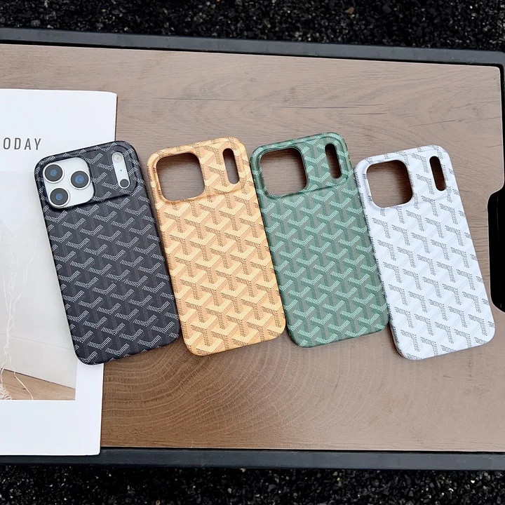 ゴヤール iPhone ケース ガラス 背面 Y字 モノグラム柄 耐衝撃 ハードケース レンズ保護 おしゃれ