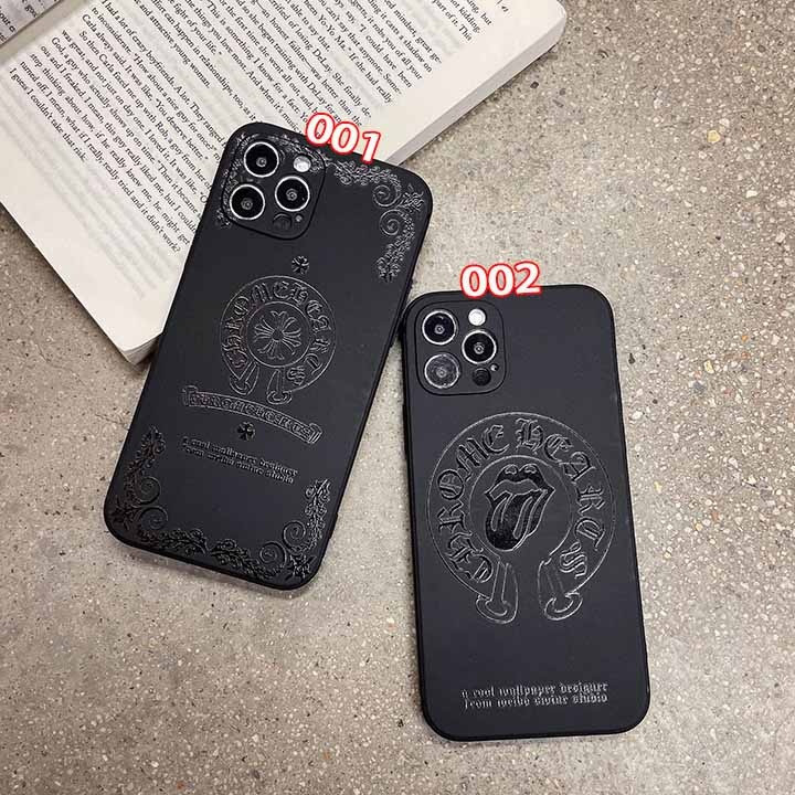 クロムハーツ iPhone ケース ブラック TPUソフト 軽量 耐衝撃 おしゃれ