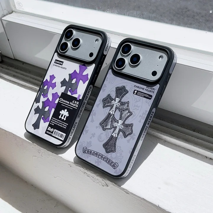 クロムハーツ iPhone ケース レザー 全面保護 CHクロス ロゴ 耐衝撃