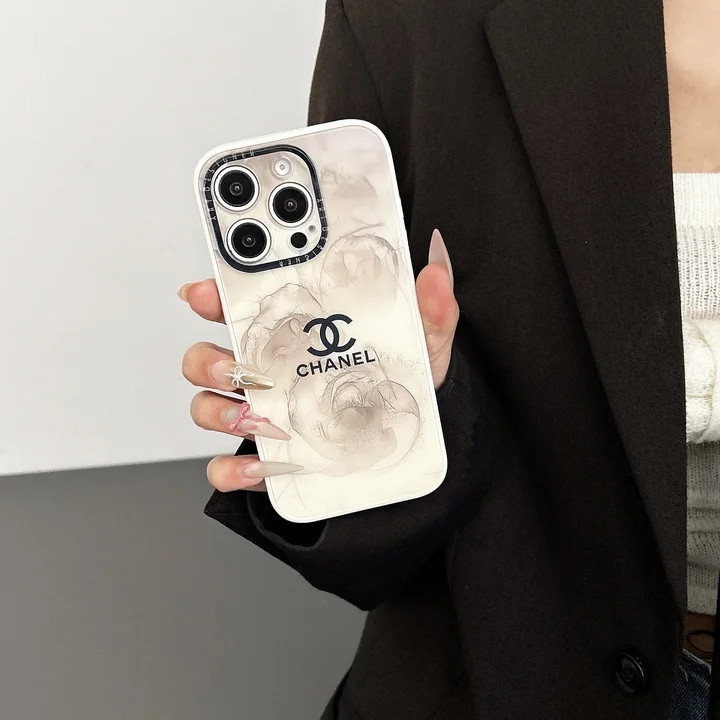 シャネル iPhone ケース 花柄 ホワイト シンプル アクリル素材 耐衝撃