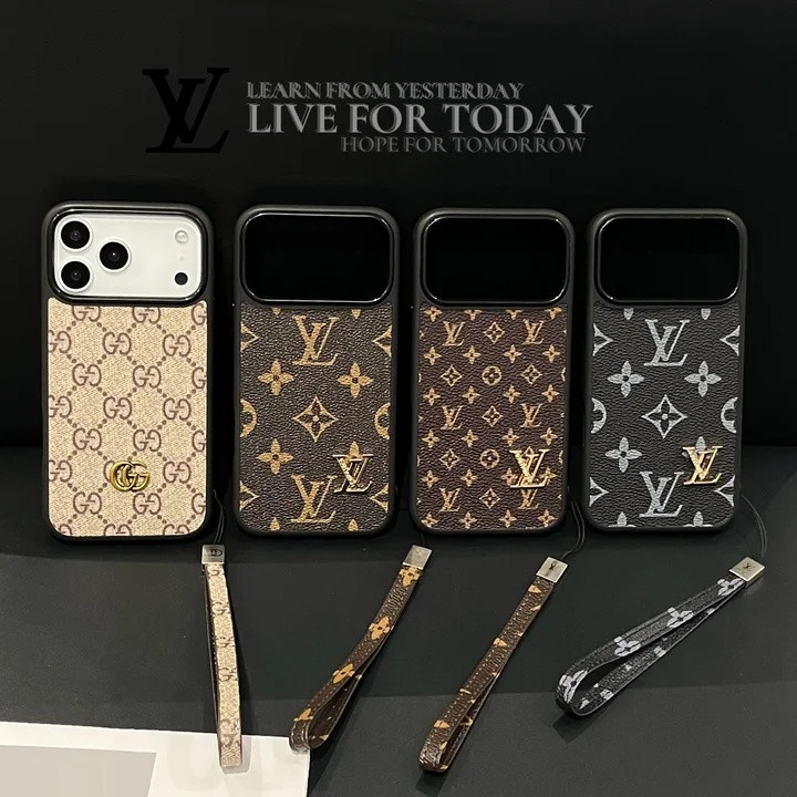 ルイヴィトン iPhone ケース 落下防止 ショートストラップ モノグラム レザー ハンドストラップ 大人可愛い