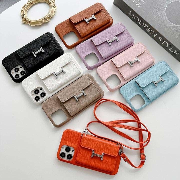 エルメス iPhone ケース ショルダー ストラップ付き 横掛け ミニ財布機能 高級レザー仕様