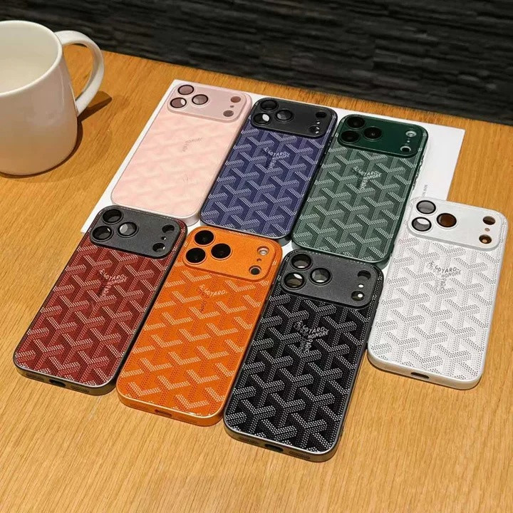 ゴヤール iPhone ケース ガラス つや消し マット感 モノグラム Y字 薄型 耐衝撃