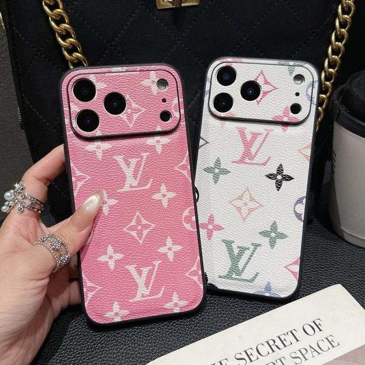 ルイヴィトン iPhone ケース モノグラム レザー レンズ保護 おしゃれ ホワイト/ピンク