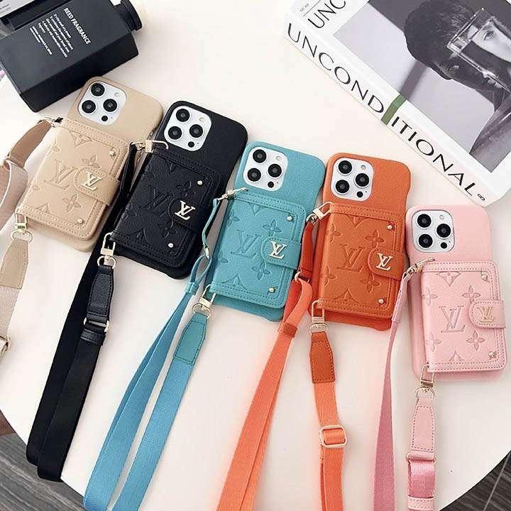 ルイヴィトン iPhone ケース スマホショルダー 衝撃吸収 カード収納 レザー 型押し