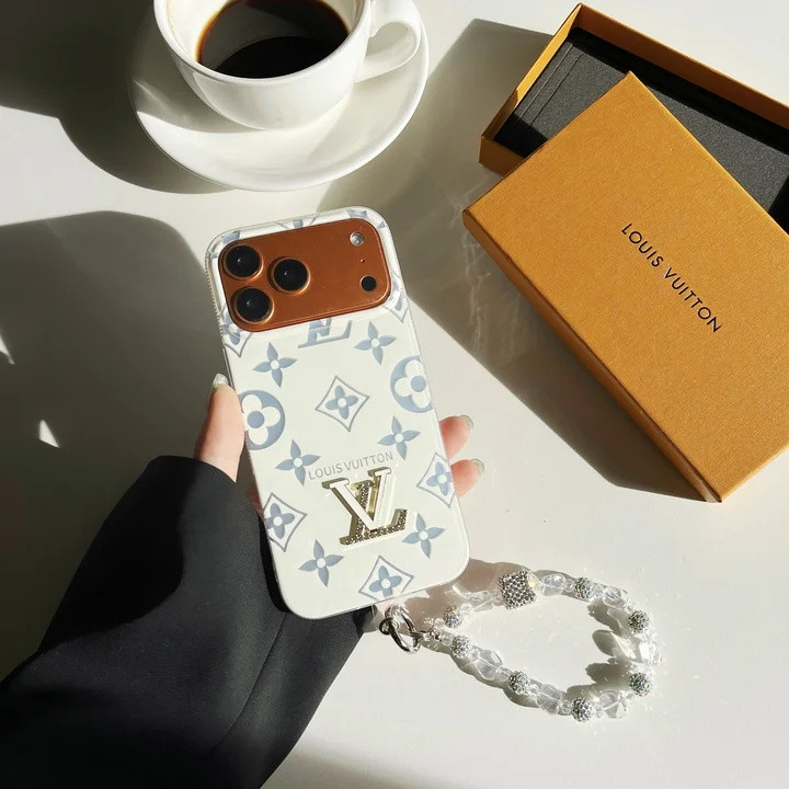 ルイヴィトン iPhone ケース 月光 ホワイト モノグラム ストラップ付き 手提げケース 落下防止