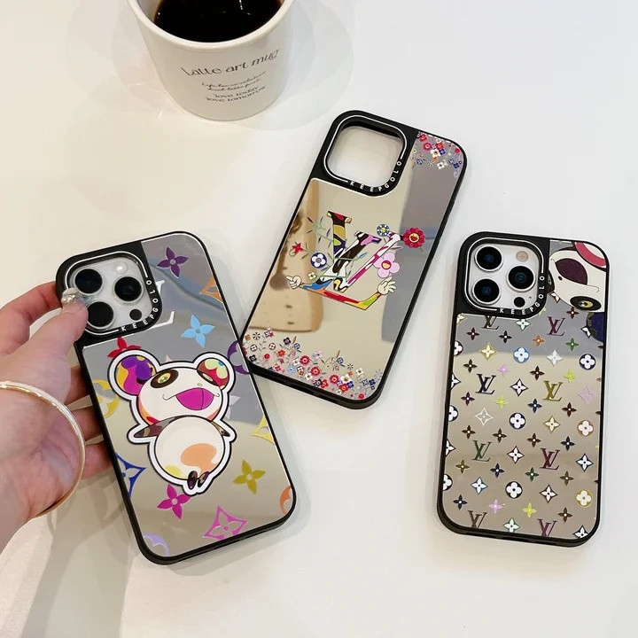 ルイヴィトン iPhone ケース 鏡付き 鏡面加工 MagSafe対応 滑り止め メッキレンズ保護