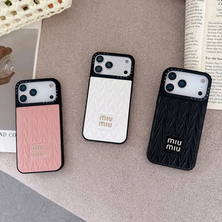 ミュウミュウ iPhone ケース レザー 金箔押しマーク 高級感 女子向け