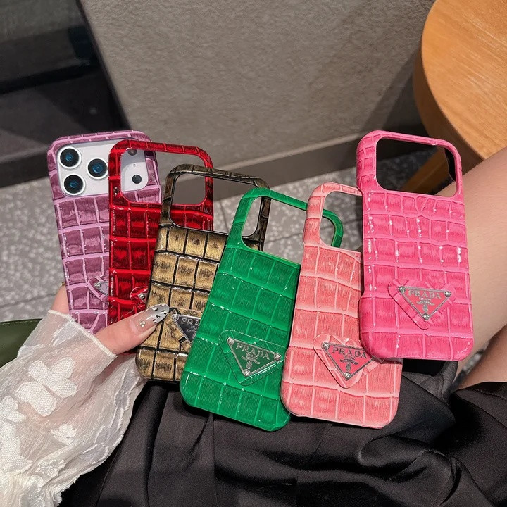 プラダ iPhone ケース ワニ柄 亮面レザー スリム コンパクト 全機種対応 おしゃれ