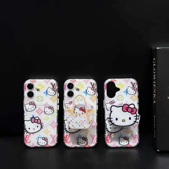ルイヴィトン iPhone ケース ハローキティデザイン 衝撃吸収 MagSafe対応 可愛い ワイヤレス充電対応
