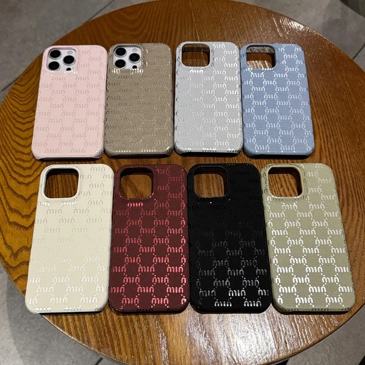 ミュウミウ iPhone ケース レザー調 レンズ保護 シンプル おしゃれ 大人可愛い