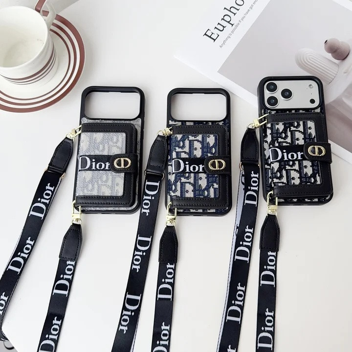 ディオール iPhone ケース スマホショルダーストラップ付き 多機能 背面カードケース