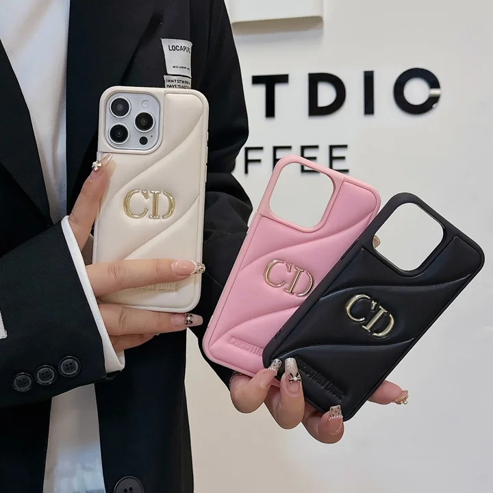 ディオール iPhone ケース ソフトレザー メタルロゴ 金箔押し 耐衝撃 おしゃれ