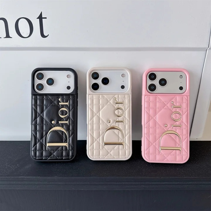 ディオール iPhone ケース マトラッセレザー 箔押し ゴールドロゴ おしゃれ 全面保護 耐衝撃